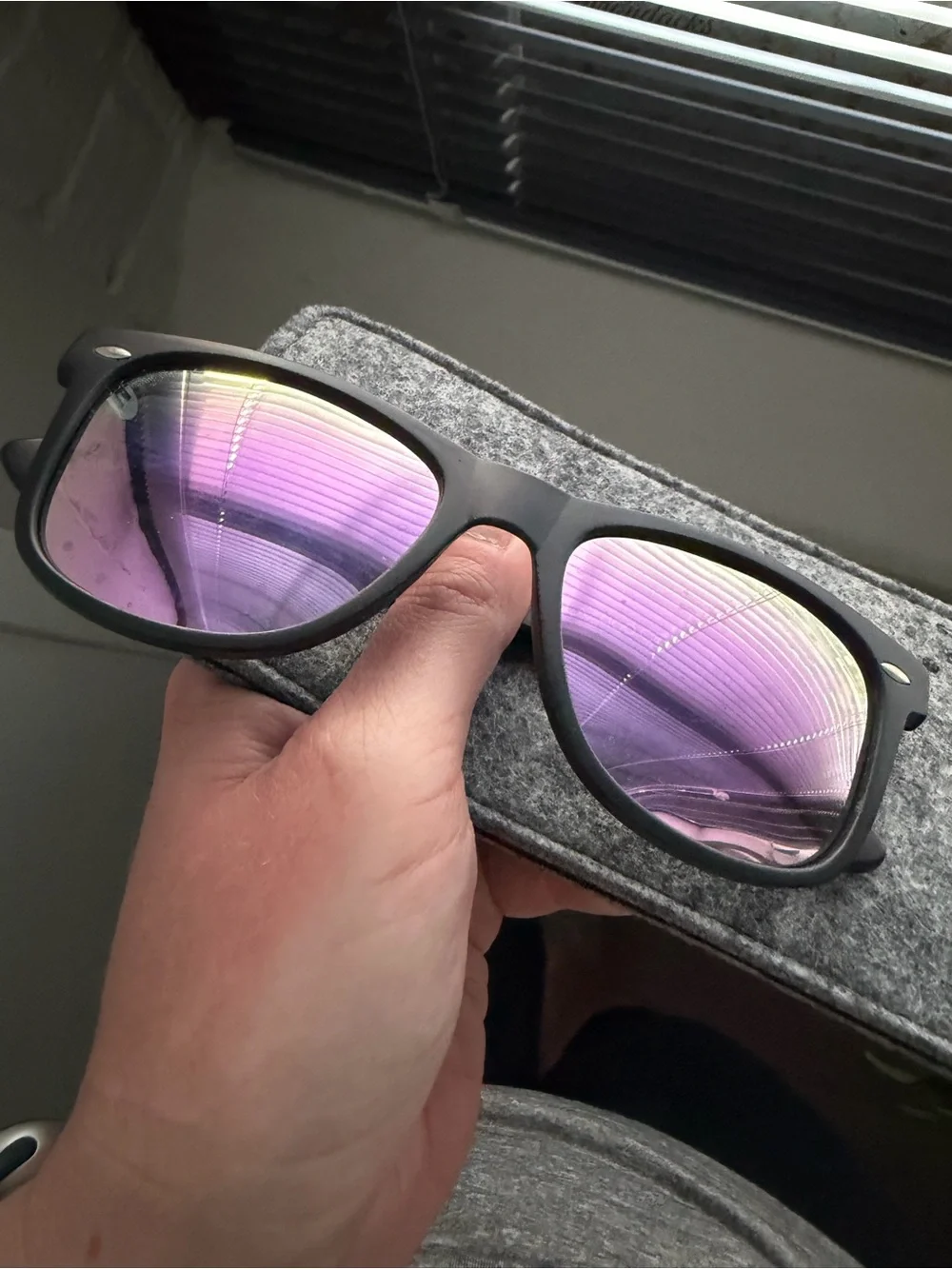 Matte Black Wayfarer Sunglasses with Pink Mirrored Lenses